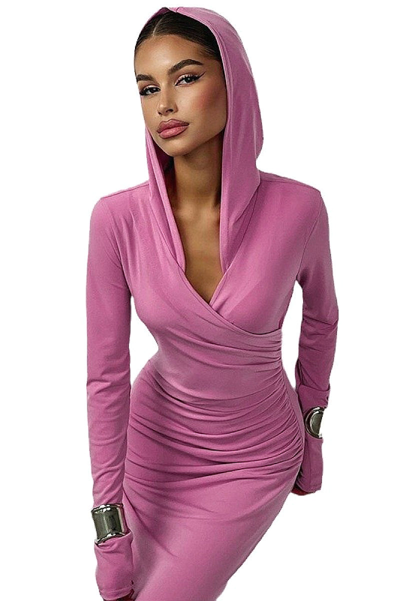 Fashionable Hooded Long Sleeve Casual Dress
