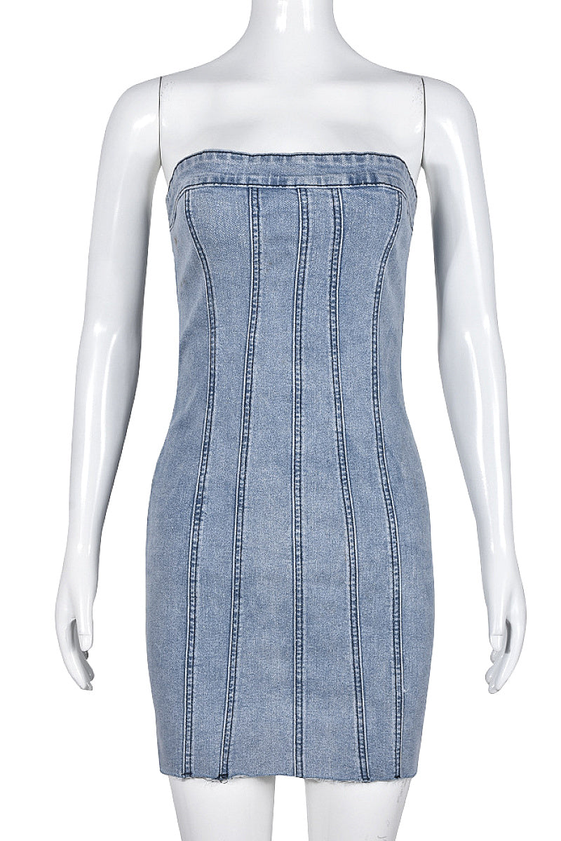 Sexy Backless Denim Dress for Spring Summer