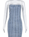 Sexy Backless Denim Dress for Spring Summer