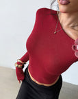 Retro Burgundy Rose Off-Shoulder T-Shirt for Women