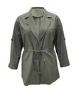 Plus Size Women's Long Sleeve Buttoned Trench Coat