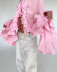 Chic Ruffle Long Sleeve Shirt for Women