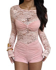 Fashionable Sexy Lace Long Sleeve Jumpsuit