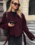 Chic Brown Woolen Coat for Women