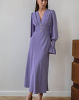 French Lantern Sleeve V-Neck Dress for Women