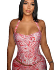 Trendy Printed Two-Piece Set with Backless Pants