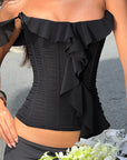 Stylish Off-Shoulder Ruffle Crop Top
