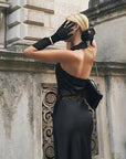 Elegant Black Lace-Trimmed Sleeveless Dress