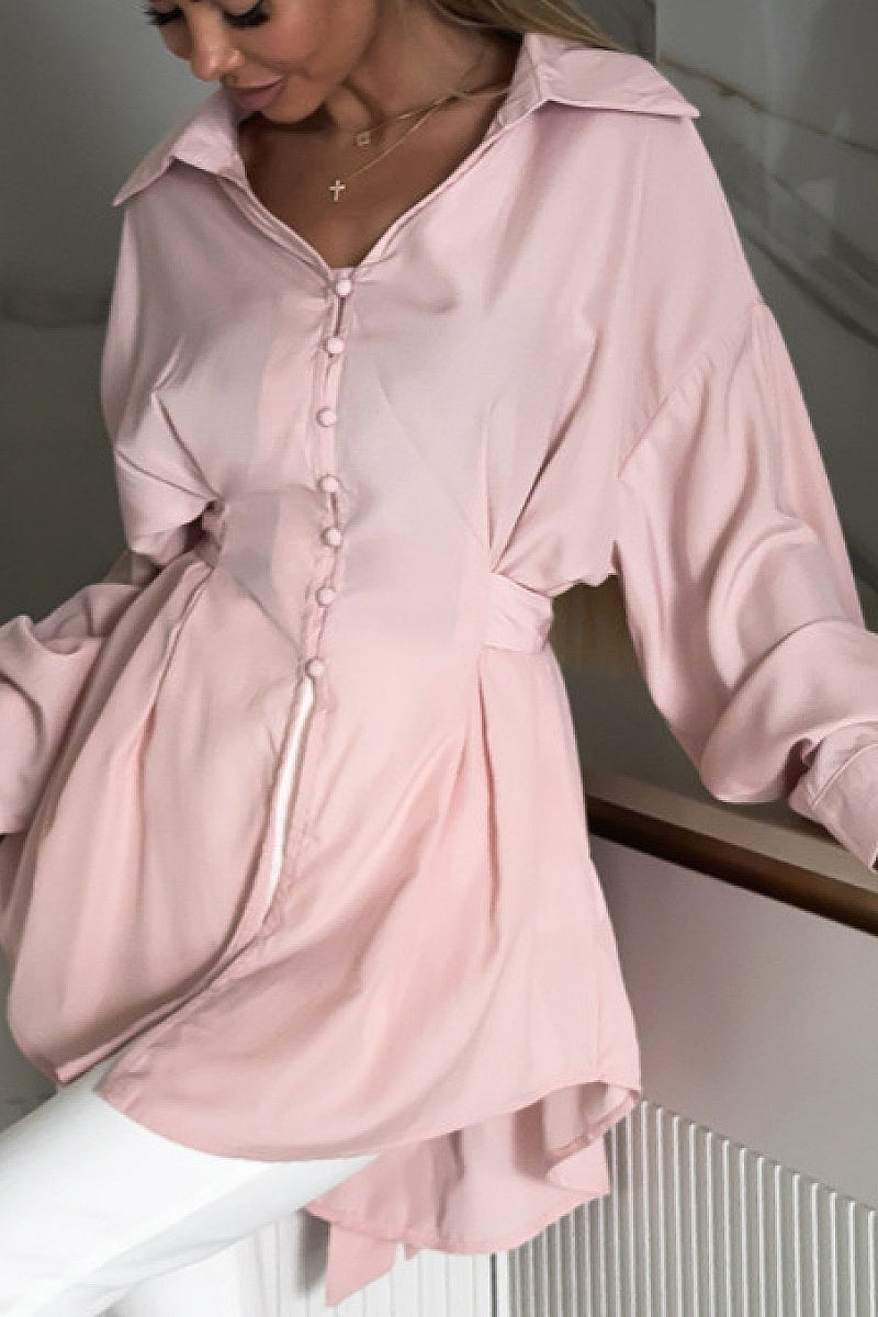 SHEIN Autumn Long Sleeve V-Neck Button Shirt
