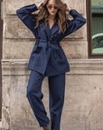 French Vintage Elegant Striped Suit Set for Women