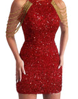2026 Spring Summer Fashion Sexy Crystal Chain Bodycon Dress