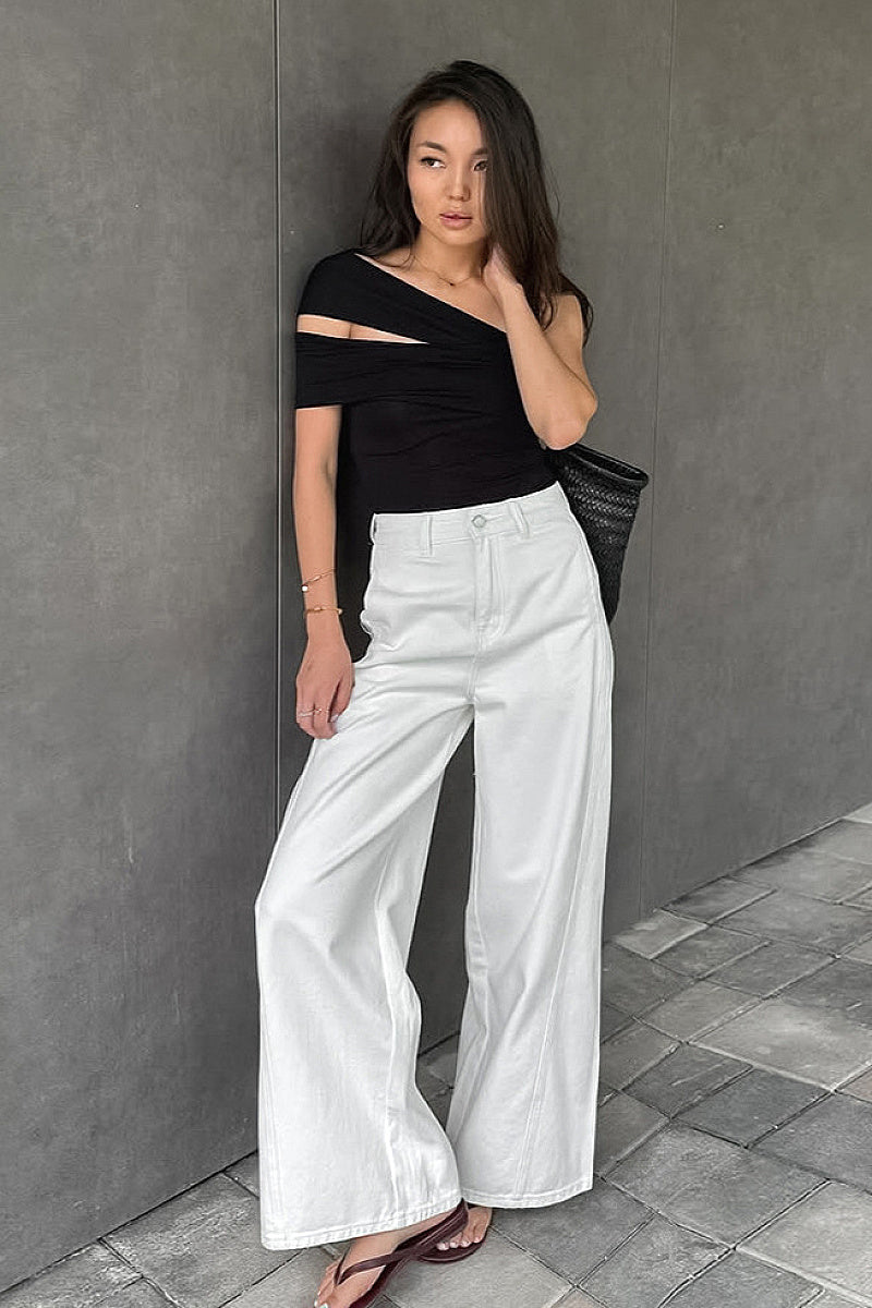Stylish Asymmetrical Shoulder Knit T-Shirt for Women