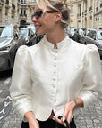 Retro Elegant Short Puff Sleeve Shirt