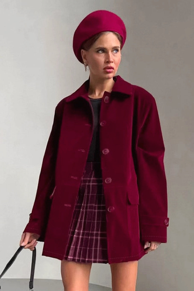 Vintage Velvet Jacket for Women in Burgundy