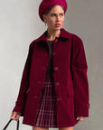 Vintage Velvet Jacket for Women in Burgundy