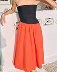 Fashion Color Block Strapless Maxi Dress