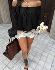 Loose Fit Lantern Sleeve Off Shoulder Top