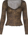 Leopard Print Long Sleeve Top for Women