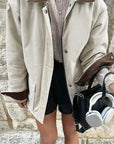 Autumn Winter Color Block Jacket with Pockets