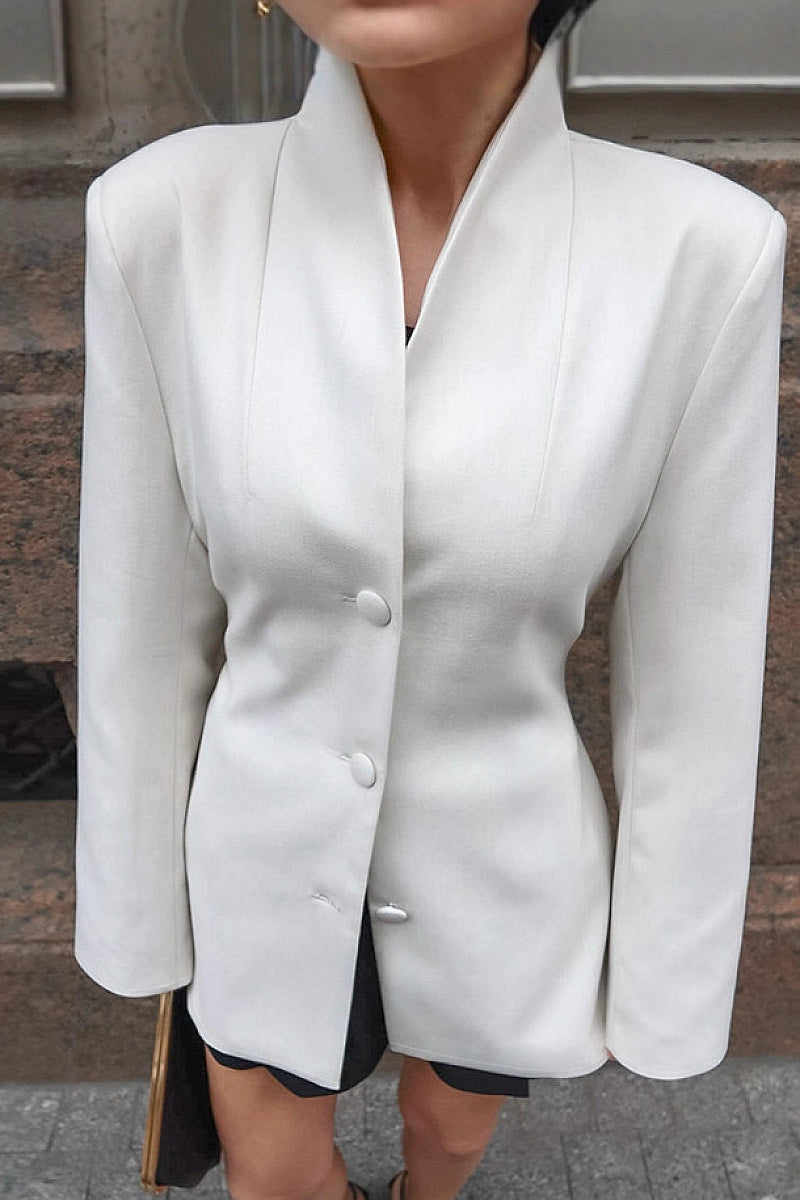 Stylish White Stand Collar Waistcoat for Women