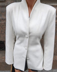 Stylish White Stand Collar Waistcoat for Women
