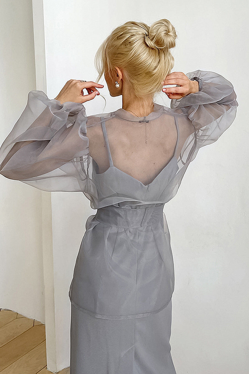 Spring Y2K Black Mesh Tie Shirt for Women