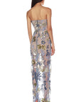 Elegant Embroidered Sequin Flower Strapless Dress