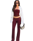 Stylish Sleeveless Crop Top and Pants Set