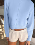 Casual Solid Color Cardigan Sweater for Women