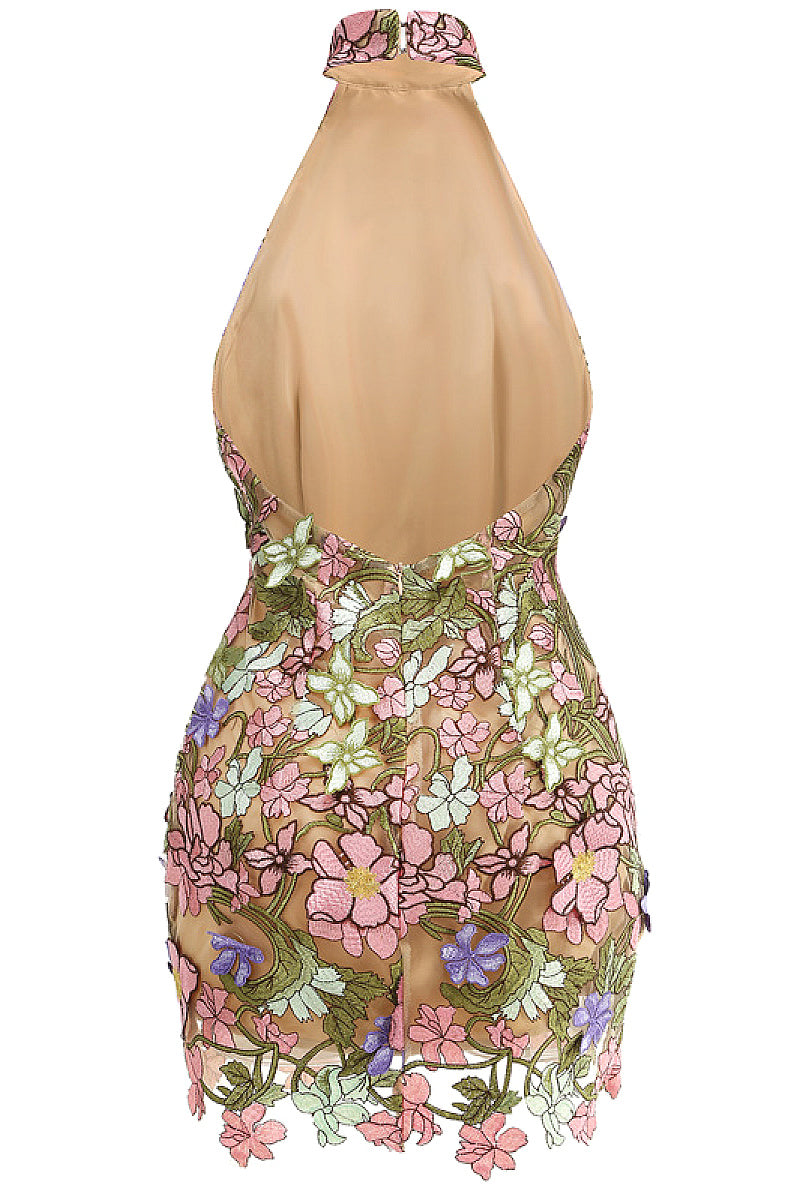 Elegant Sleeveless Embroidered Mini Dress for Parties