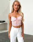 Cropped Bowknot Lace Camisole Top for Women