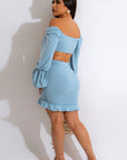 Stylish Hollow Out Crop Top and Skirt Set
