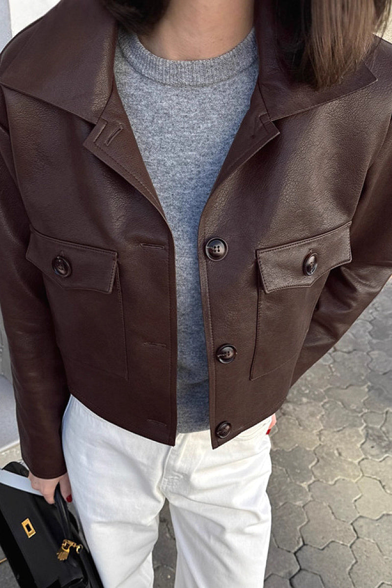 Vintage Short Leather Jacket for Women