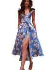 European Style Floral Tie Back Dress