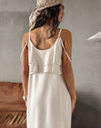 Casual Khaki Linen Dress with Ruffle Hem
