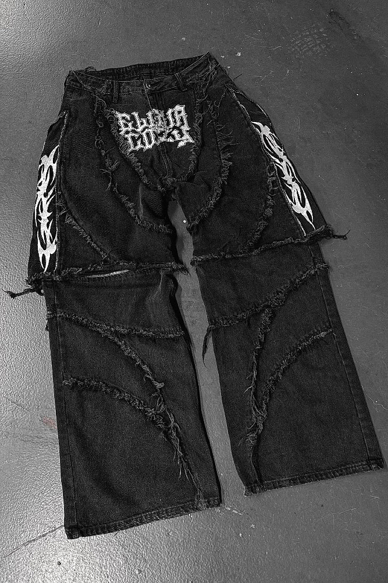 Vintage Patchwork Loose Denim Pants