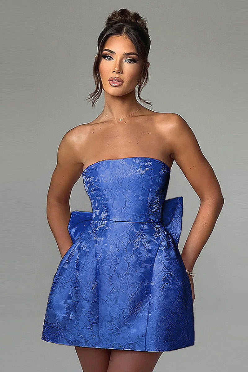 Summer Fashionable Strapless Mini Dress with Bow