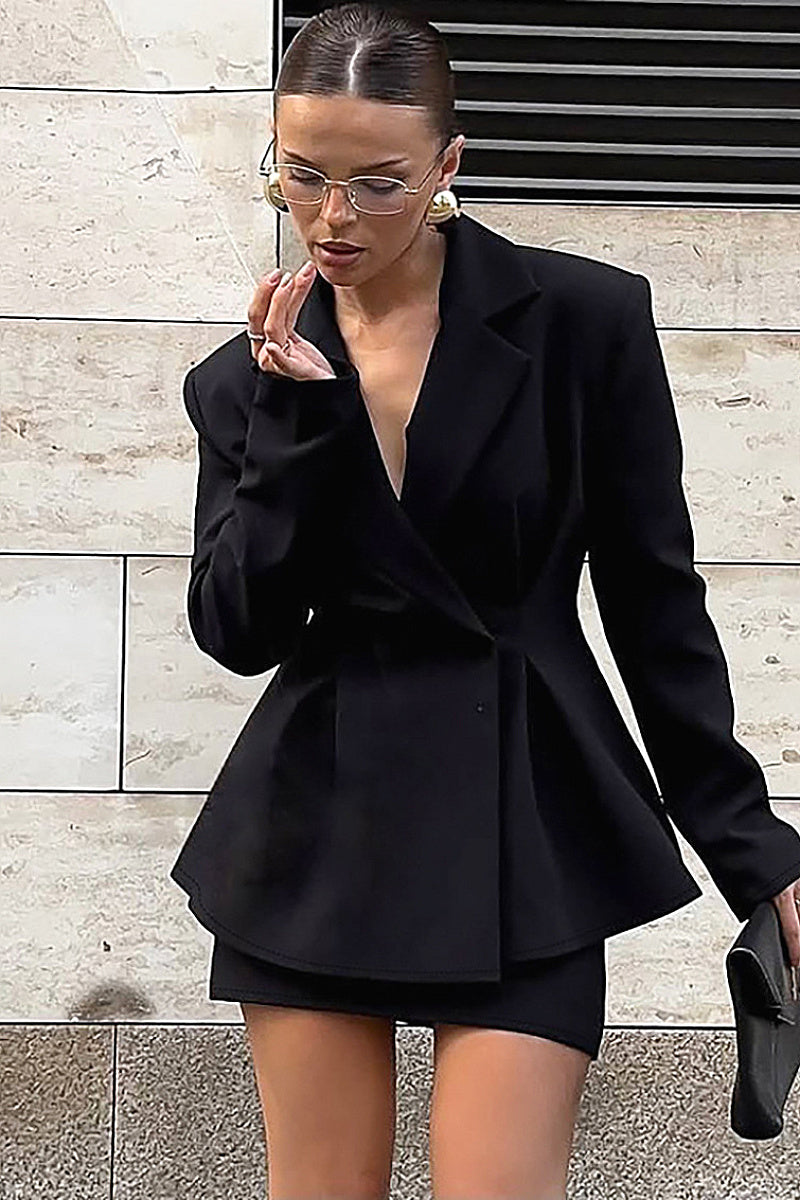 Fashionable Black Shirt and Skirt Set for Women