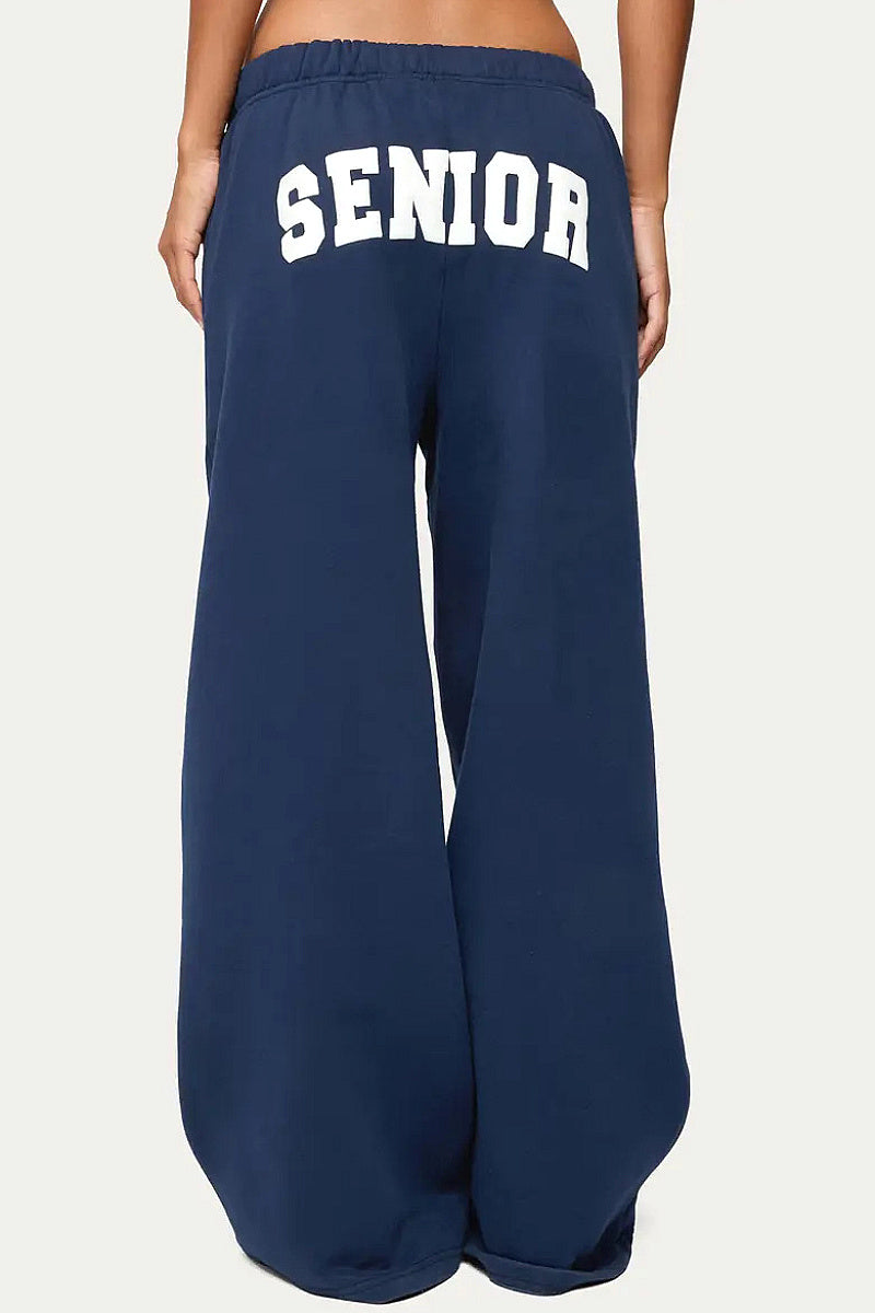 Trendy Letter Print Wide Leg Pants for Women