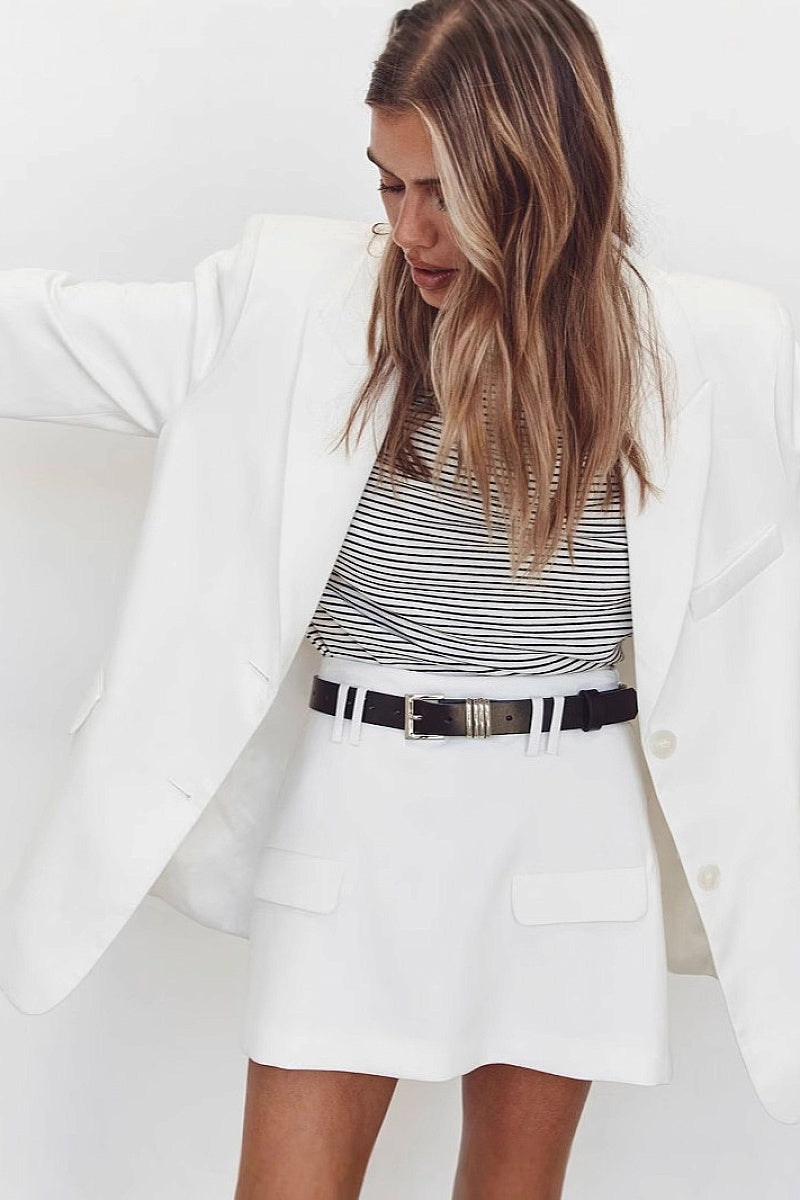 Stylish White Two-Piece Set for Office Wear