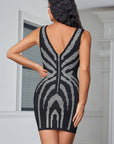 Summer Fashion Deep V Rhinestone Bodycon Dress