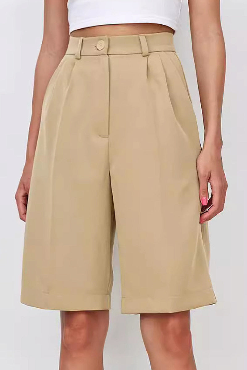 High-Waisted Casual Bermuda Shorts for Women