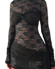 European Style Lace High Neck Sheath Dress