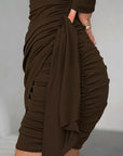 New Autumn Winter Ruffled Waist Short Dress