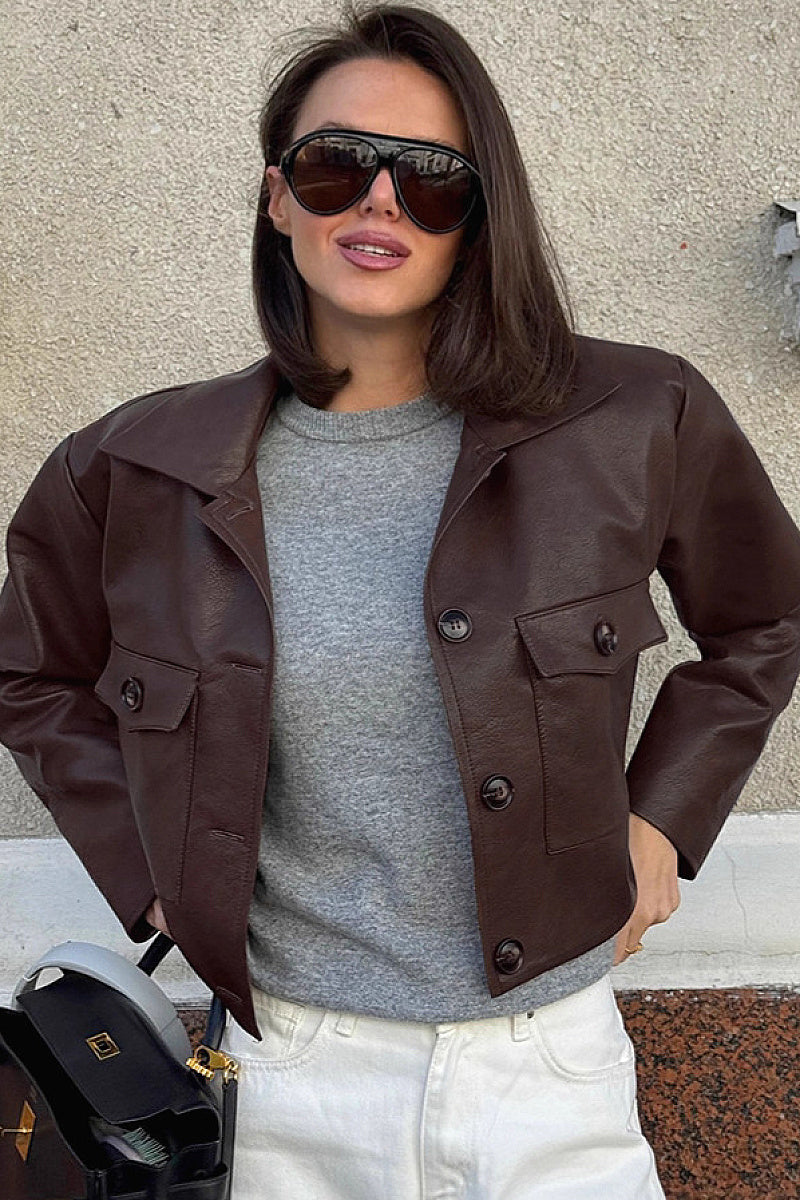 Vintage Short Leather Jacket for Women