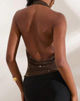 Fashionable Deep V Neck Backless Tank Top