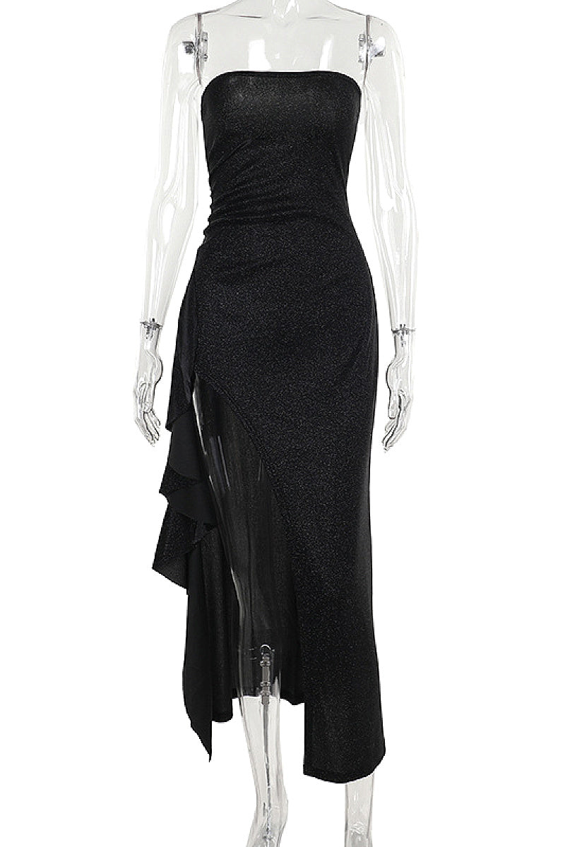 Elegant Strapless Bodycon Dress with Slit
