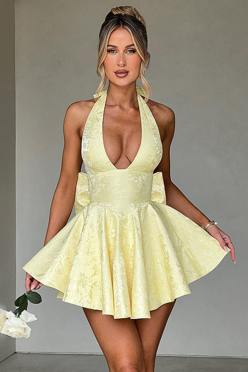 Elegant Spring Halter Neck Floral Dress