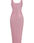 Sexy Pink U-Neck Long Dress for Women