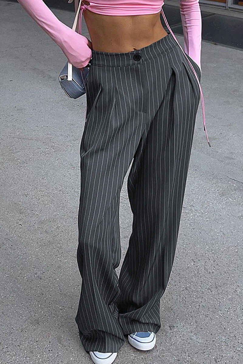 Loose Striped High Waist Wide Leg Pants